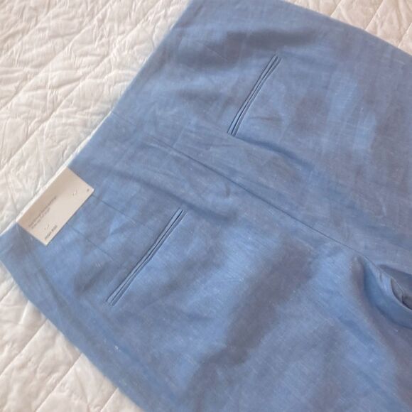 NEW Ann Taylor High Rise Straight Leg Light Blue Linen Trousers Size 10 - Picture 9 of 9